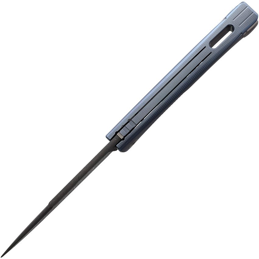 Thrill, Nichols Scrambled Damast-Klinge, blauer Titan-Griff