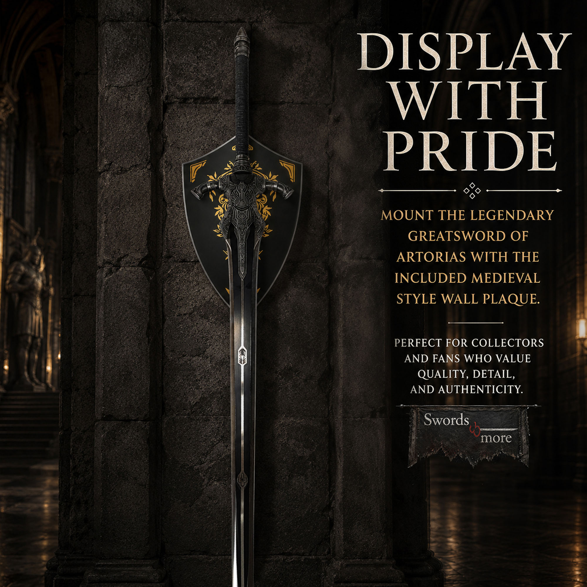 Dark Souls - Großschwert von Artorias 140cm mit Wandtafel