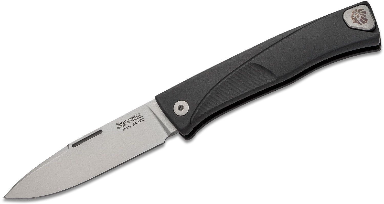 Thrill, M390 Satin-Klinge, schwarzer Aluminiumgriff