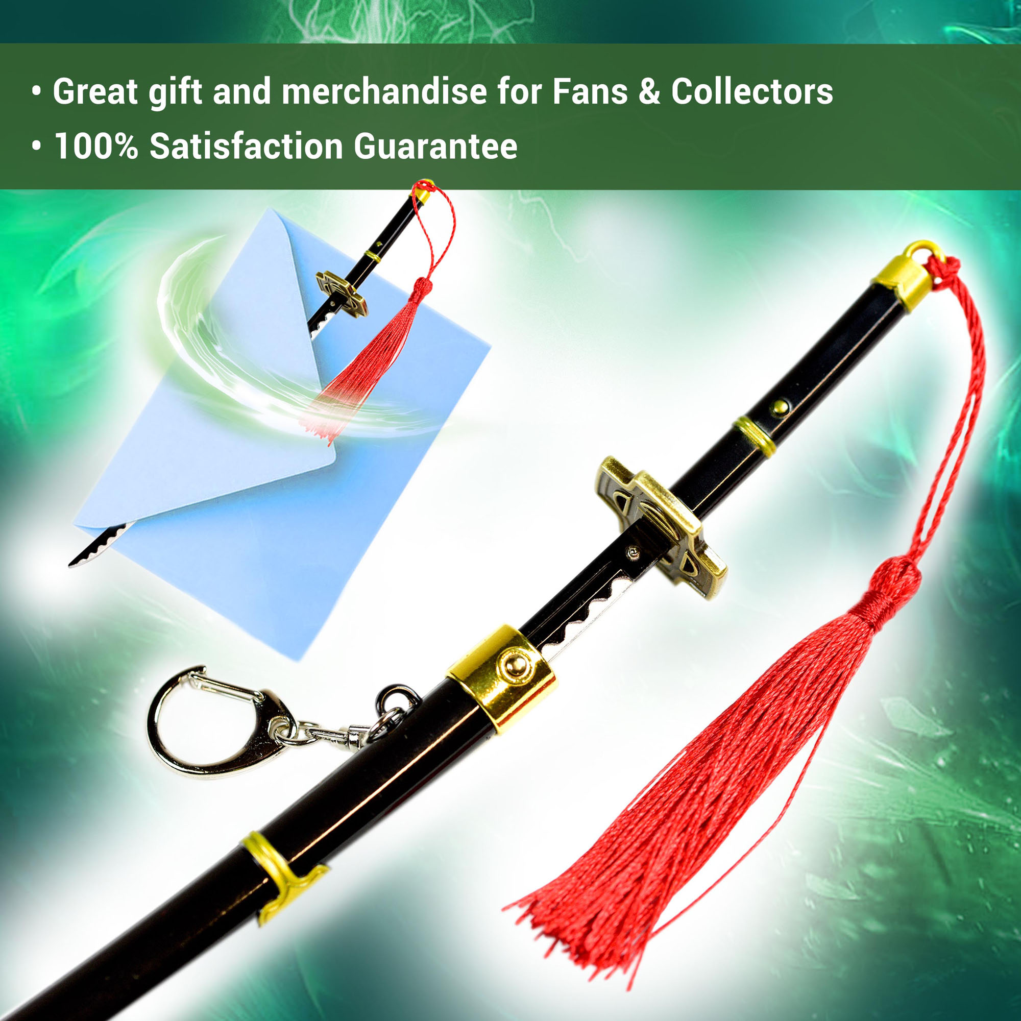 One Piece - Roronoa Zoro Yubashiri Schwert, schwarz - Brieföffnerversion mit Ständer One Piece - Roronoa Zoro Yubashiri Schwert, schwarz - Brieföffnerversion mit Ständer