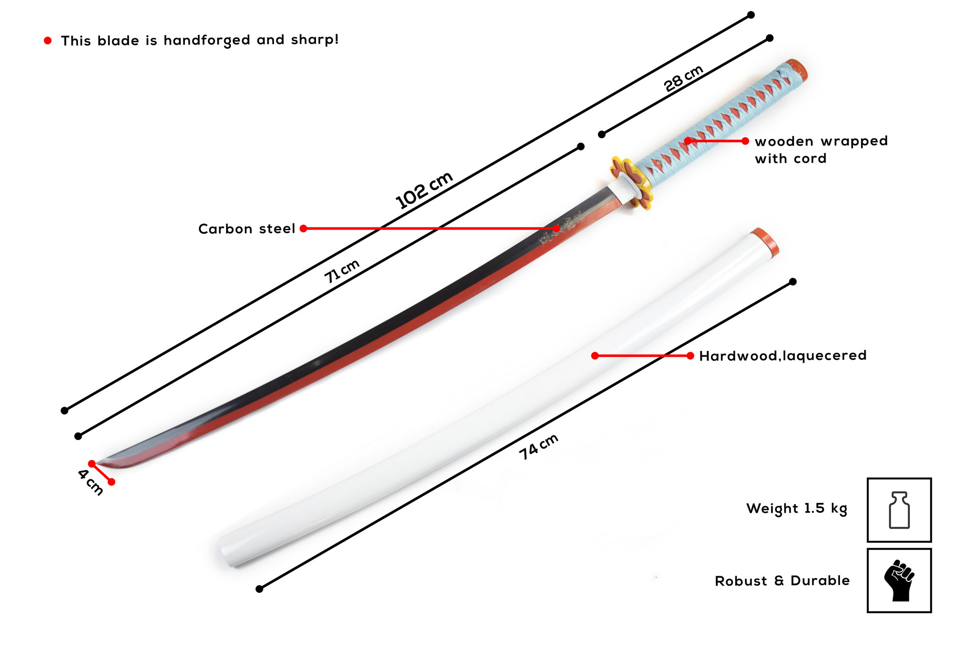 Demon Slayer: Kimetsu no Yaiba - Kanroji Mitsuri's Sword - handforged