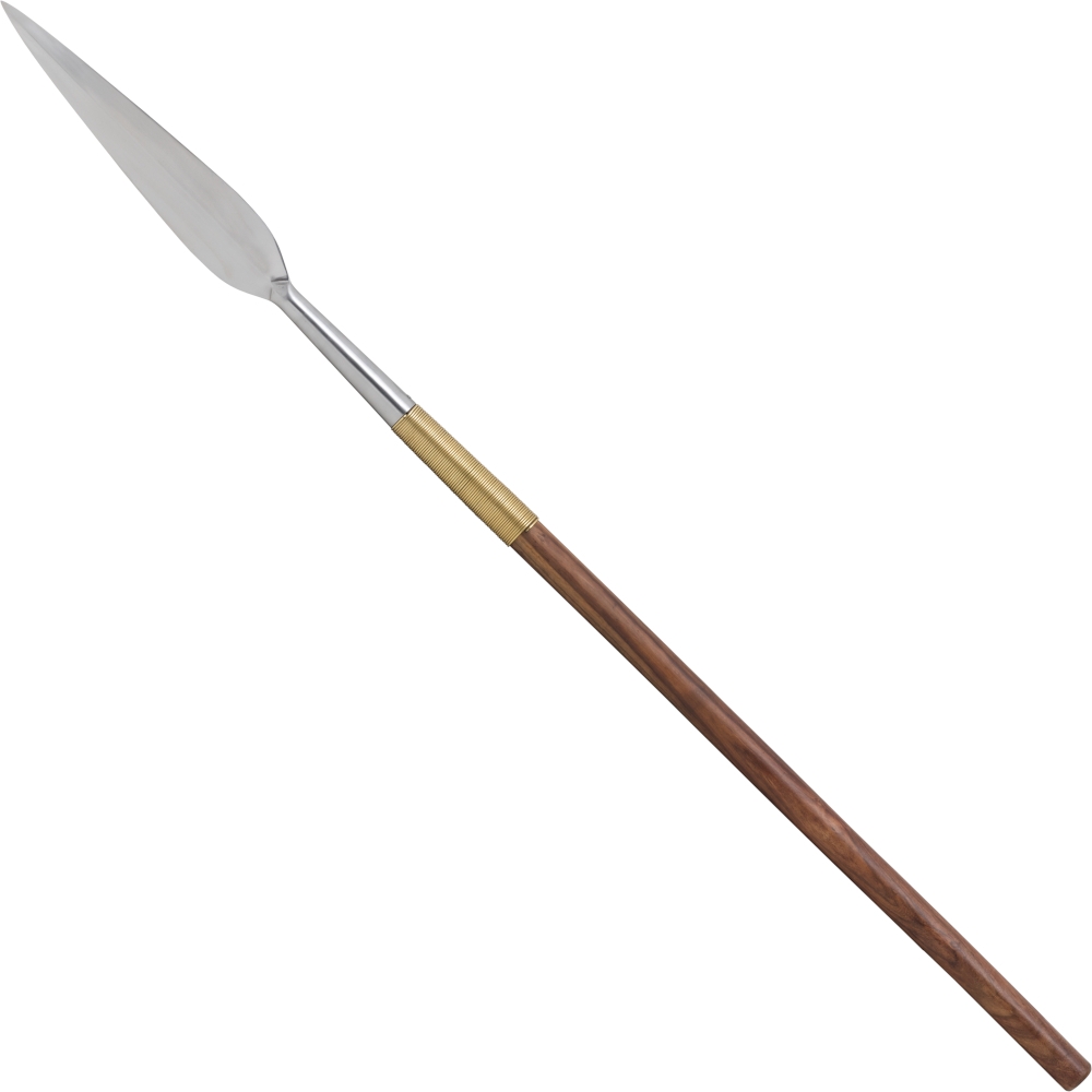 Spear with wooden handle.