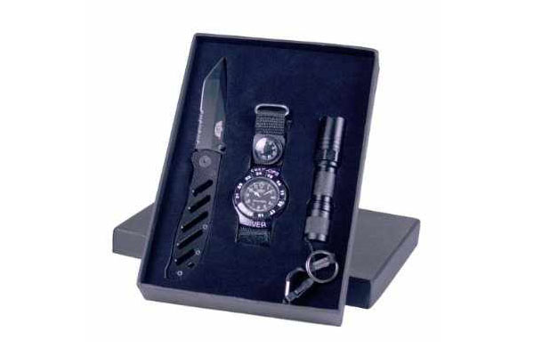 Uzi Special Forces Gift Set, Knife, Lamp, Watch