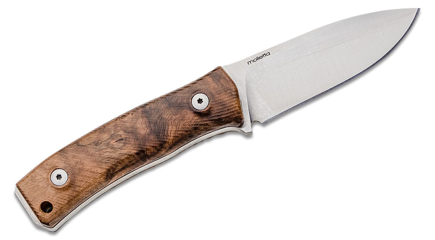 M4 WN Bushcrafting, Satin M390 Plain Blade, Walnut Wood Handle, Leather Sheath