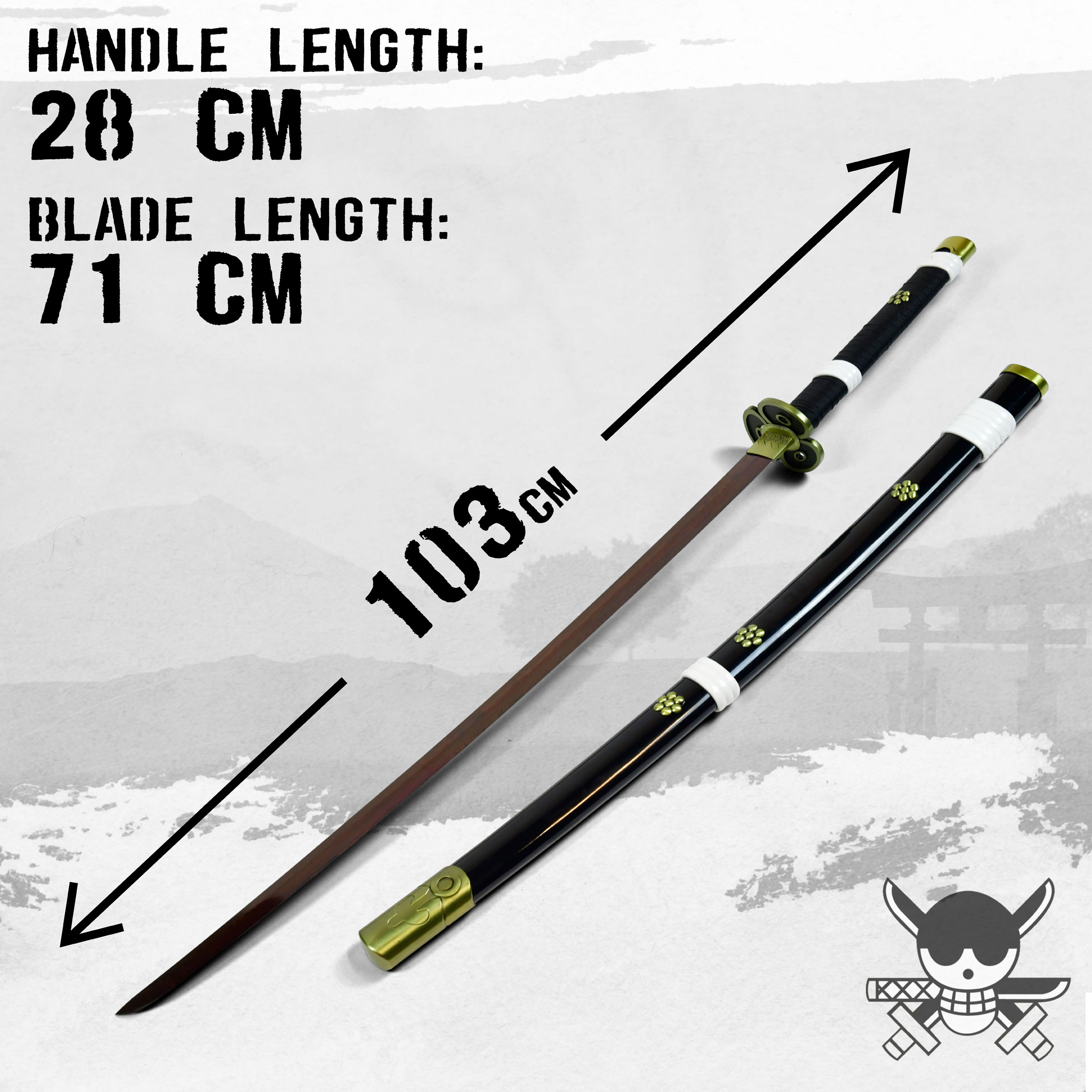 One Piece - Oden's Enma Schwert - handgeschmiedet & gefaltet, Set - Blutdamast Edition