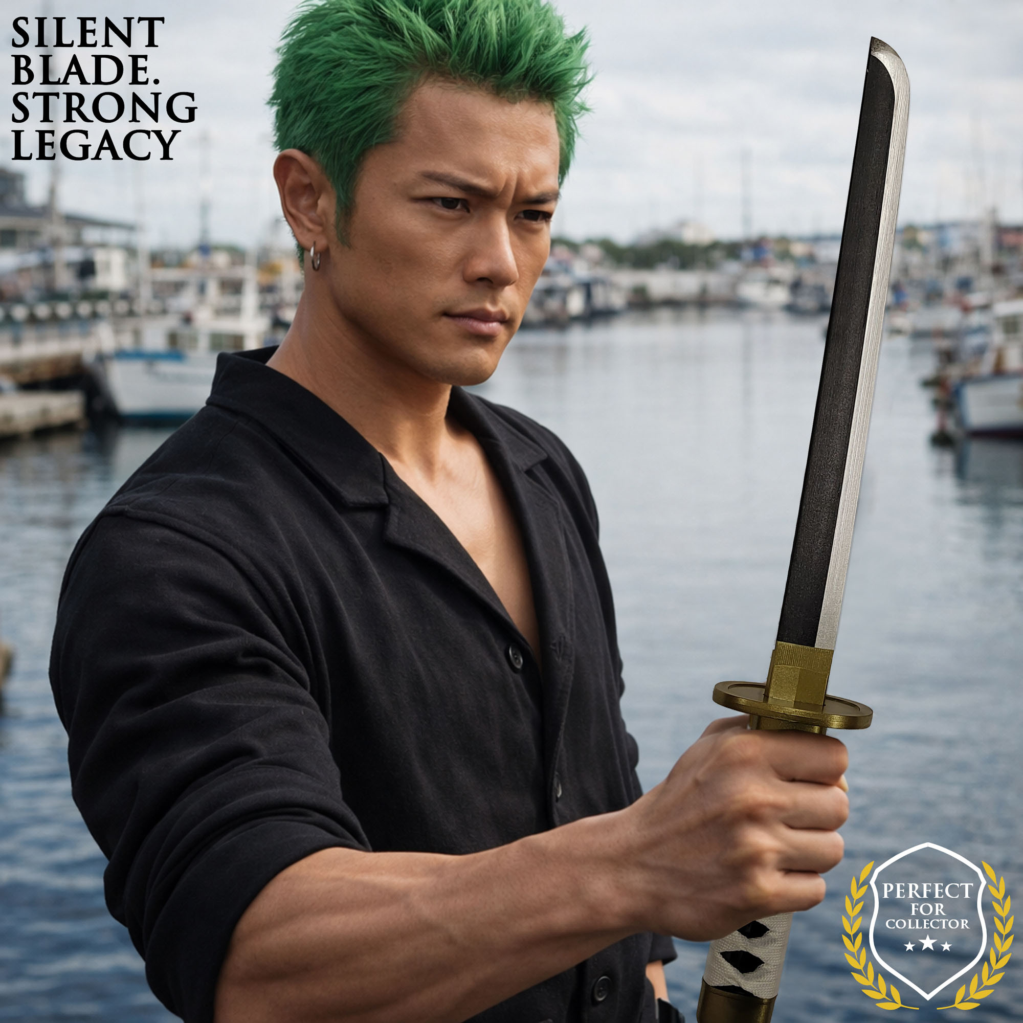 One Piece - Wado-Ichi-Monji Tanto aus Holz mit Scheide und Ständer