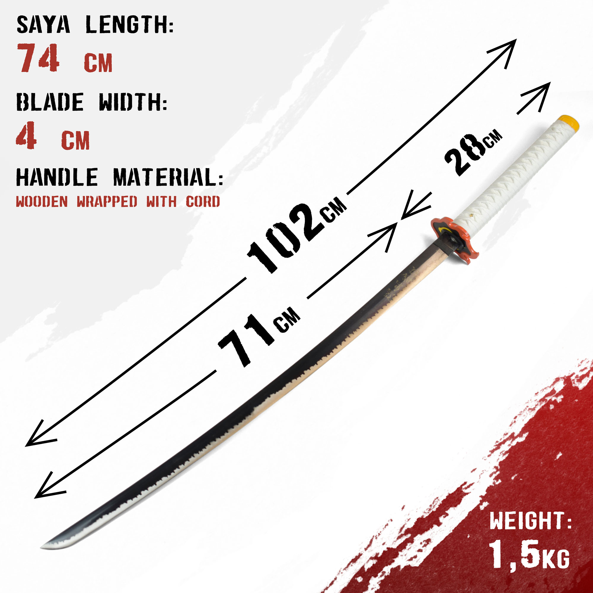 Demon Slayer: Kimetsu no Yaiba - Rengoku Kyoujurou Schwert - handgeschmiedet