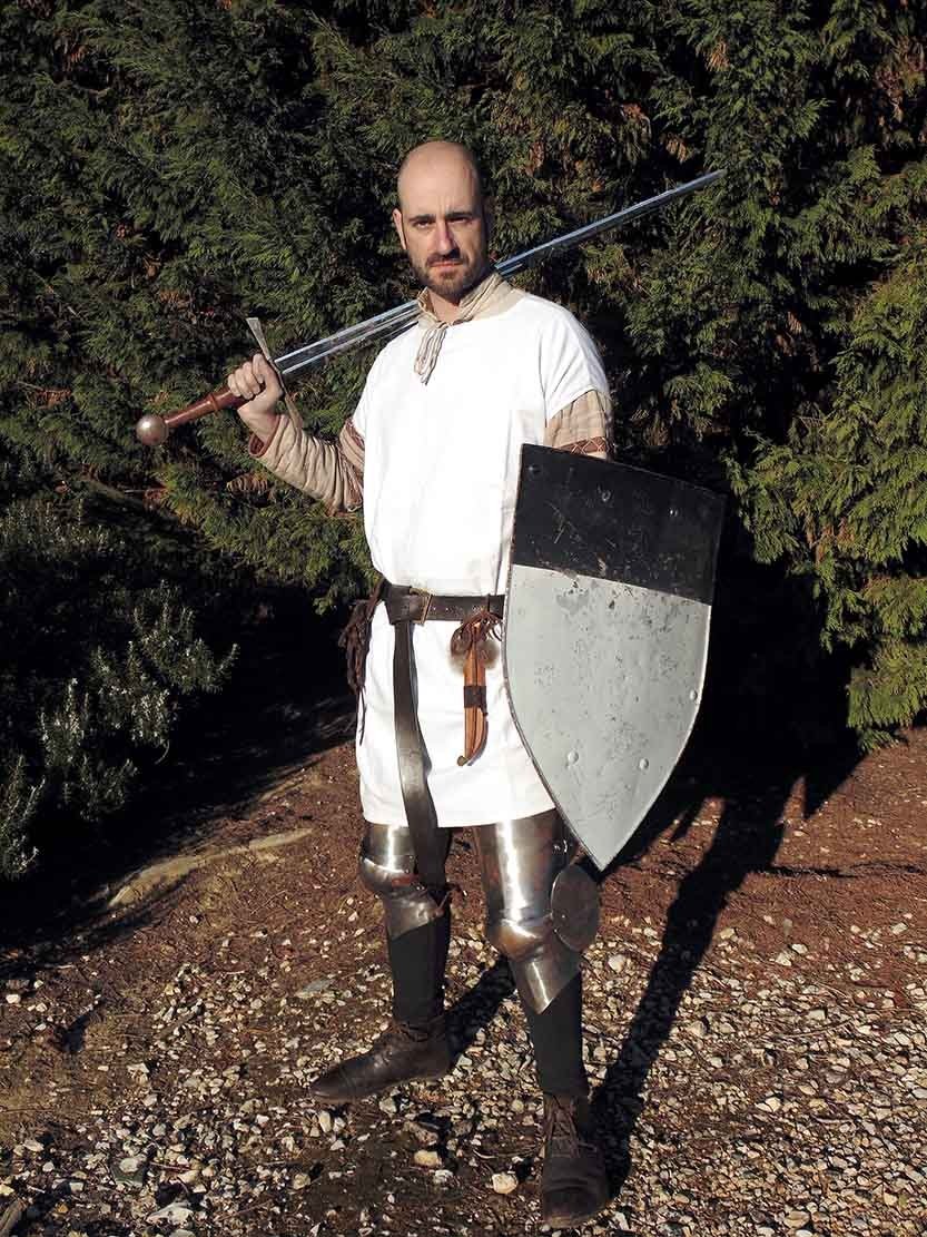 Medieval half arm tunic - white, Size XXL