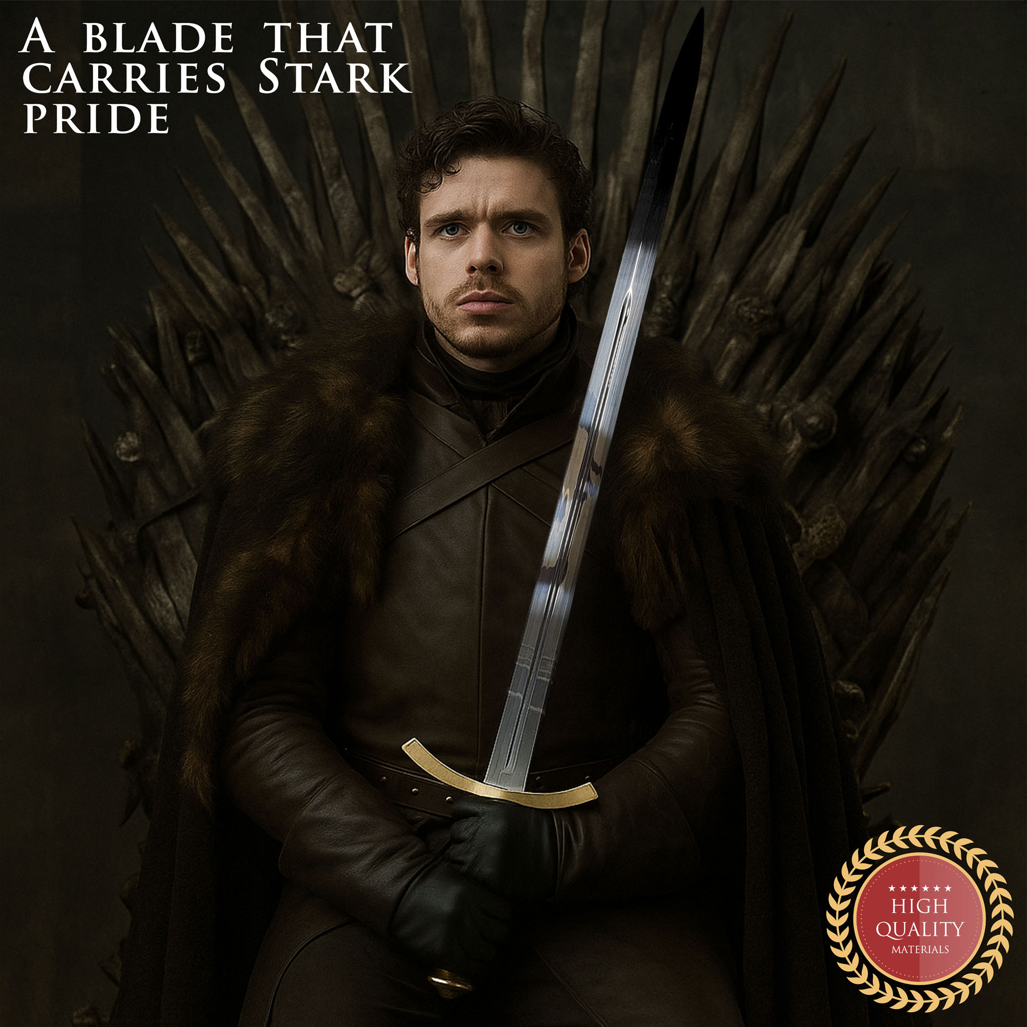 Robb Stark's Sword Replica – The Pride of Winterfell (Game of Thrones) with Wall Mount