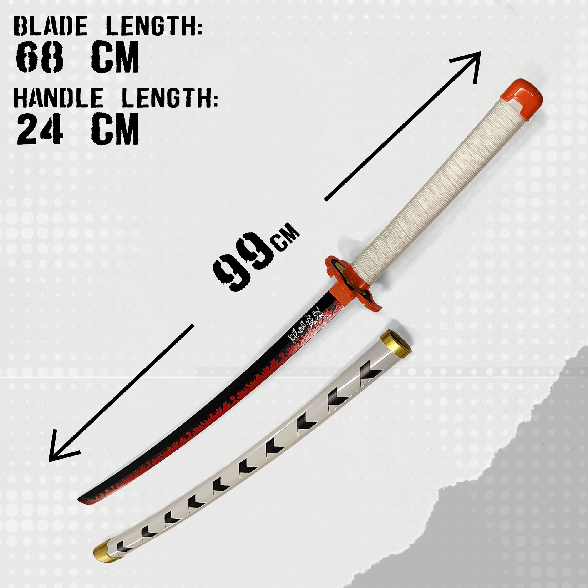 Demon Slayer - Rengoku Kyojuro sword made of wood with scabbard