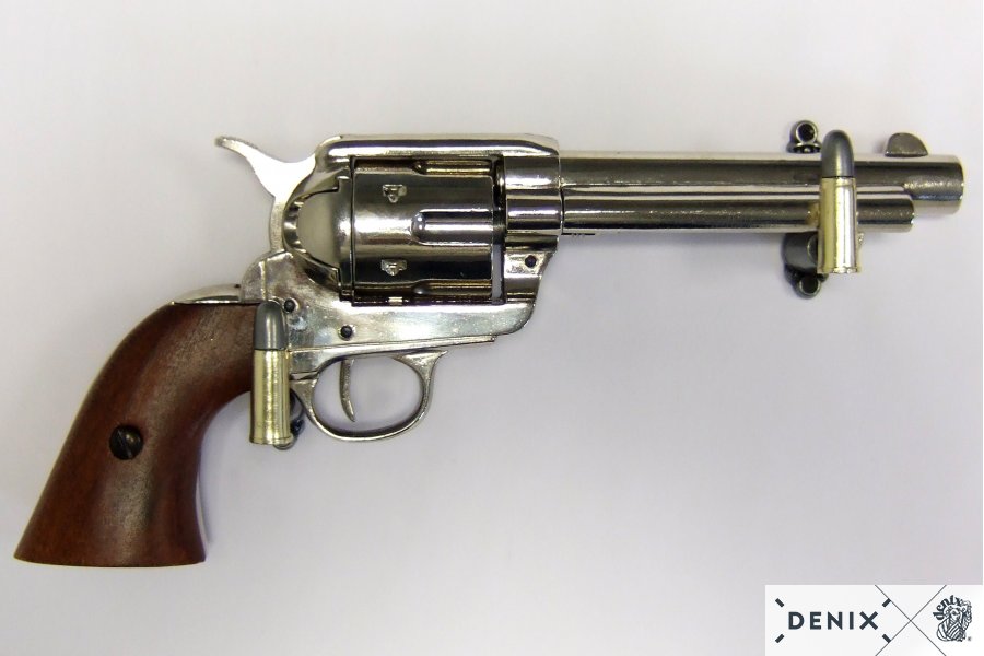 45er Colt Peacemaker nickel plated with wooden handle