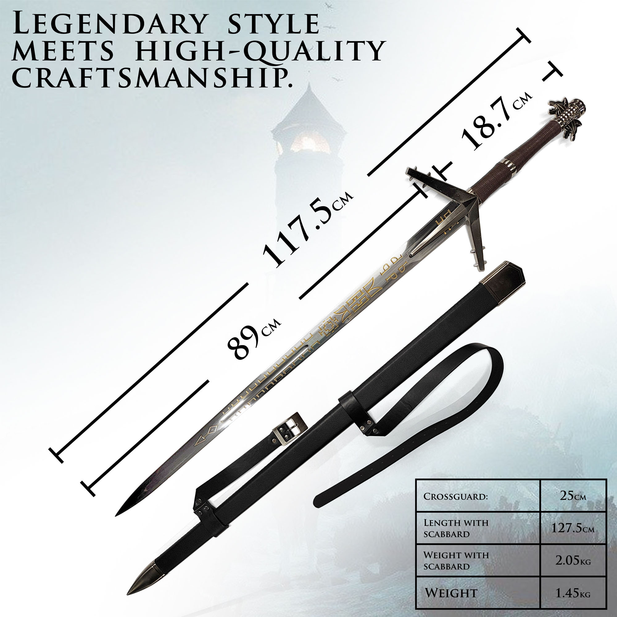 Witcher Silberschwert mit Scheide