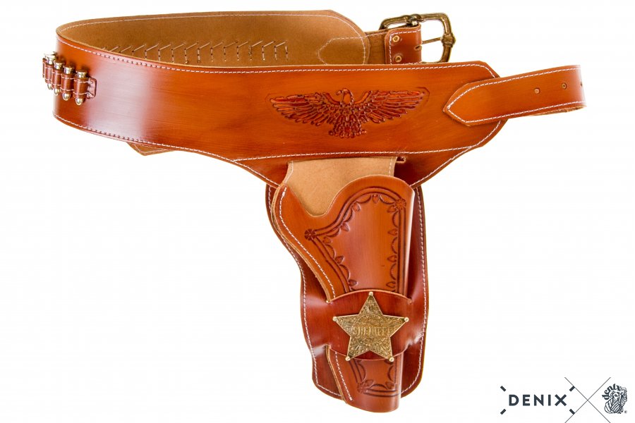 Leather Colt Belt, for 1 colt, with 24 balls, with sheriff's star