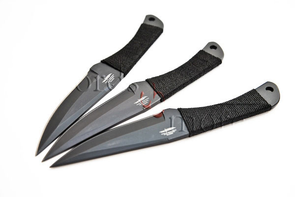 Hibben Wurfmesser Set schwarz mit Nylon Scheide