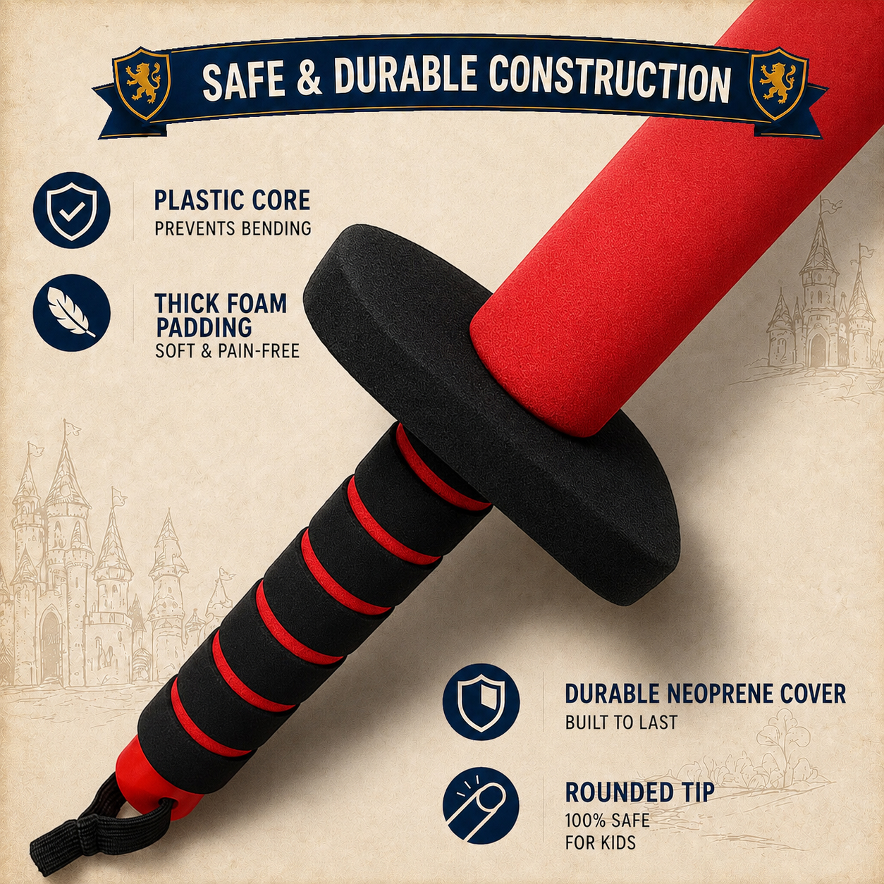 Kids Foam Fencing Swords (2-Pack, Red/Blue) – Safe Active Play & Energy Release Toy
