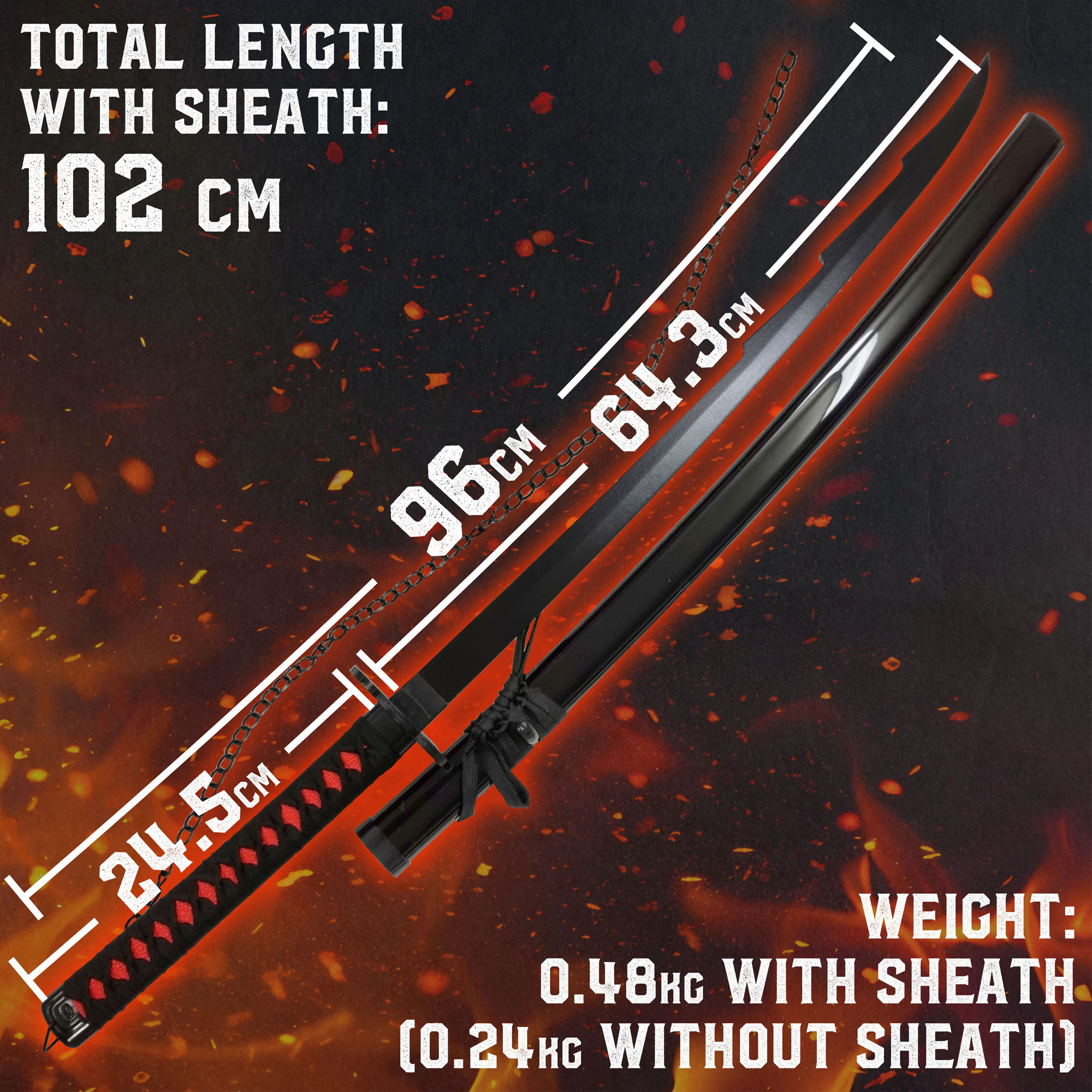 Bleach - Ichigo Shikai Cutting Moon Zangetsu Schwert mit Scheide - Holzversion