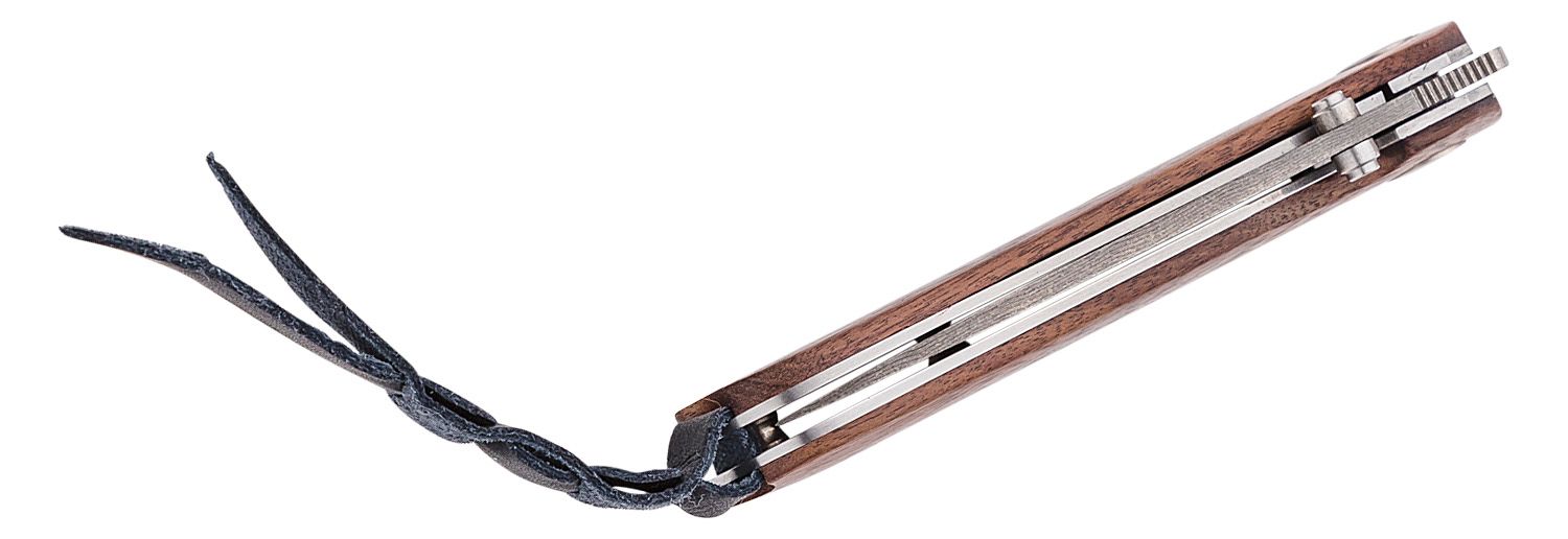 Mini-Klappmesser, rostfreie Damastklinge, Griff aus Santos-Holz