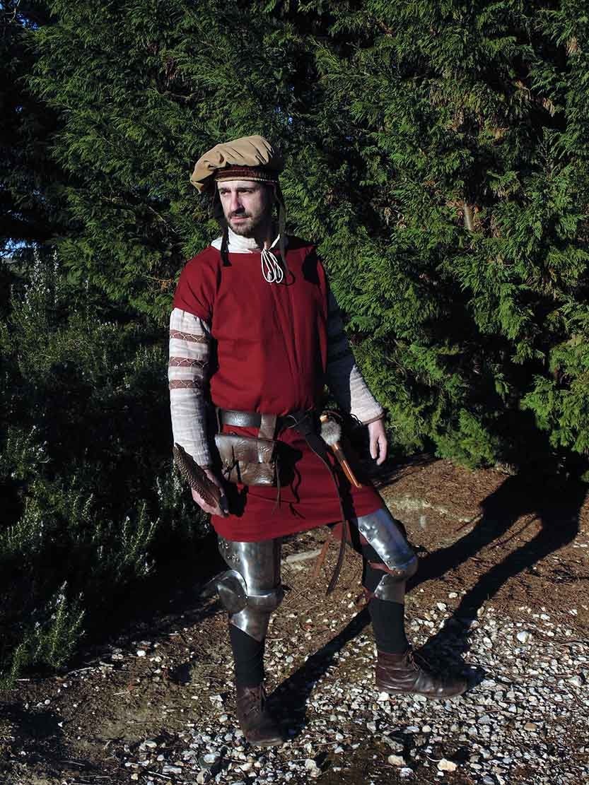 Medieval half arm tunic - chestnut red, Size XXL