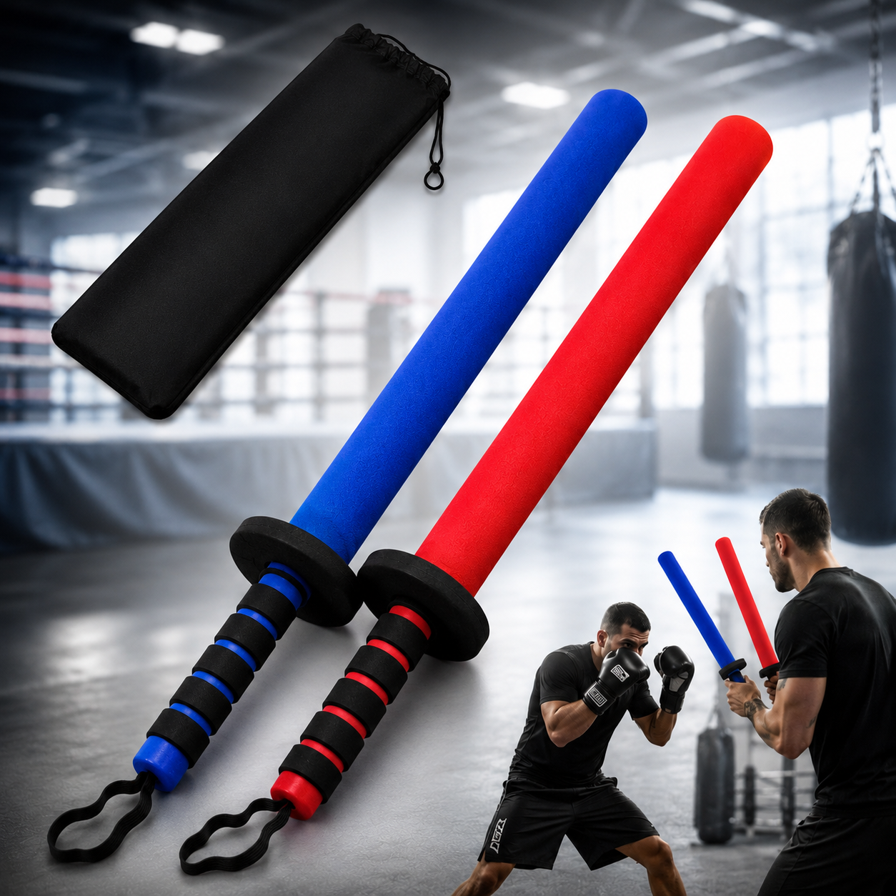 Fight Training Sticks 2er Set – Reaktions- & Präzisionstraining (Rot/Blau) inkl. Tasche