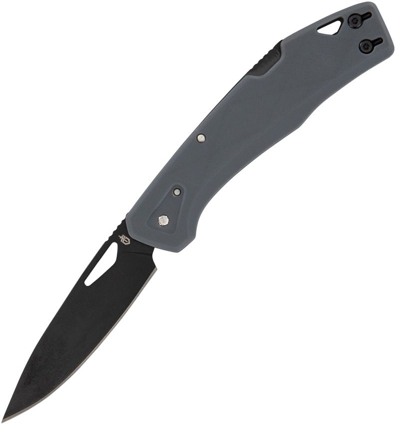 LST, schwarze Clip-Point-Klinge, grauer GFN-Griff