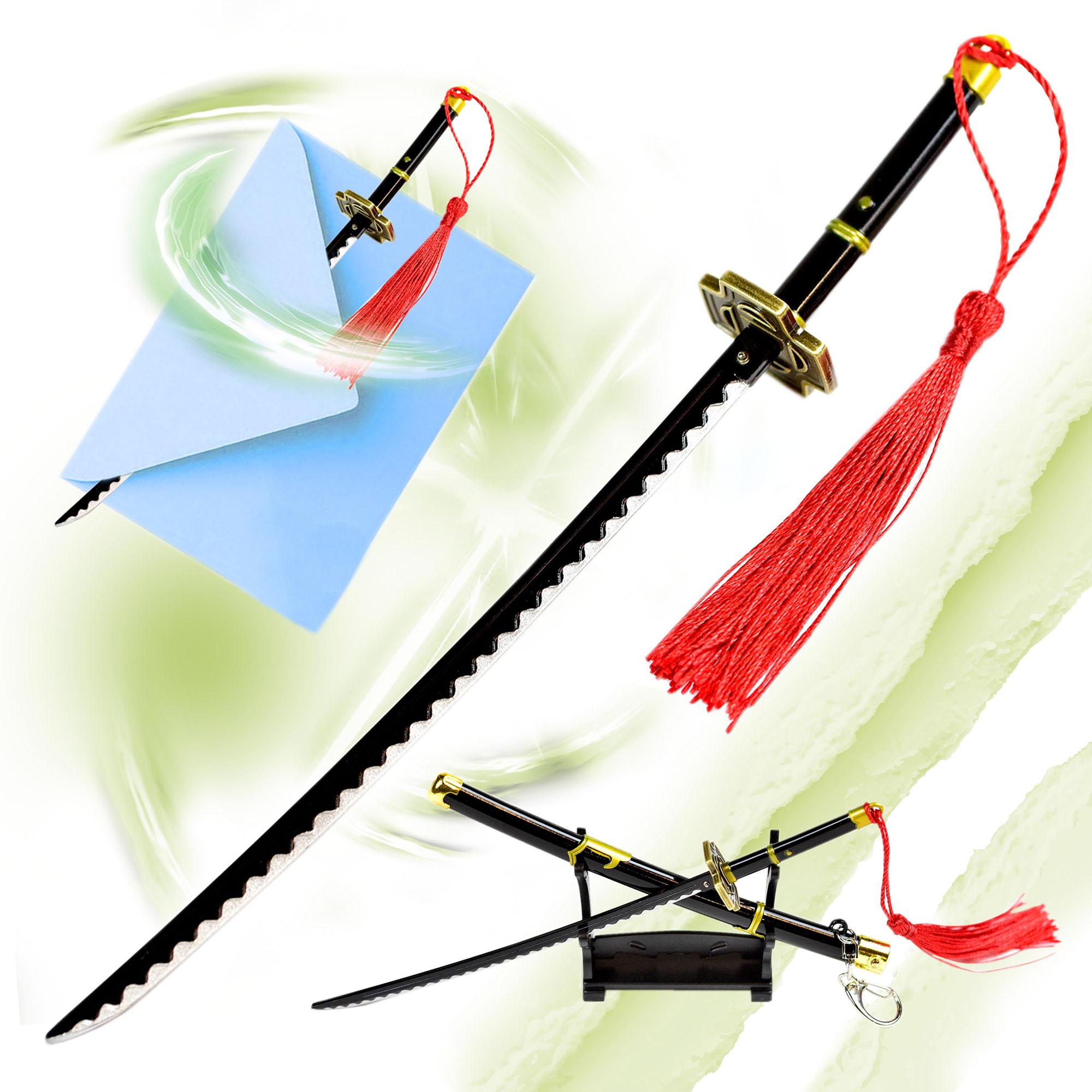 One Piece  - Roronoa Zoro Yubashiri Sword, black - Letter Opener Version with Stand