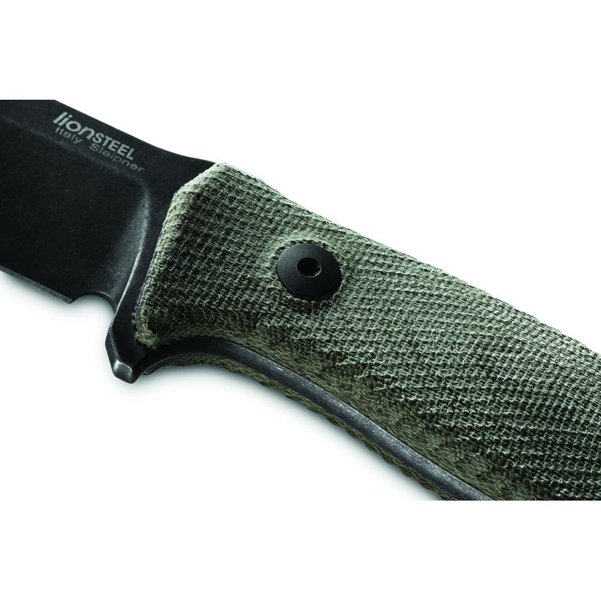 M5 Hunter, Black Stonewashed Sleipner Plain Blade, Green Canvas Micarta Handles, Cordura Sheath
