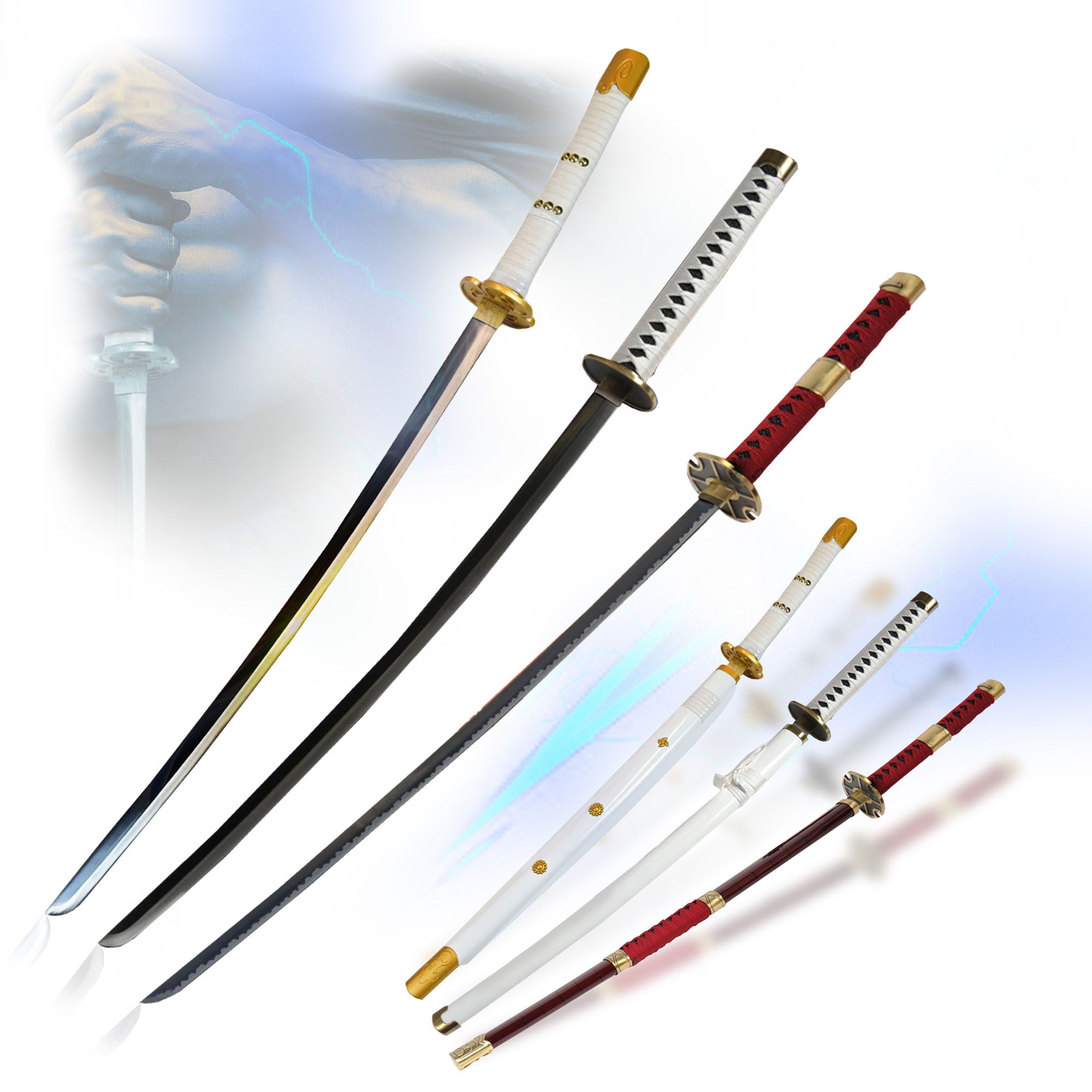 One Piece Swords Bundle - Zoro's Swords -  Oden’s Ame No Habakiri, Sandai Kitetsu & Wado Ichimonji