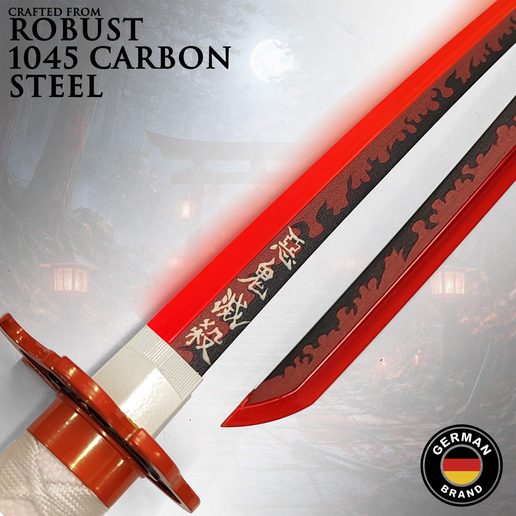 Demon Slayer Rengoku Kyoujurou Sword with Sheat (steel blade with LED luminous blade edge)