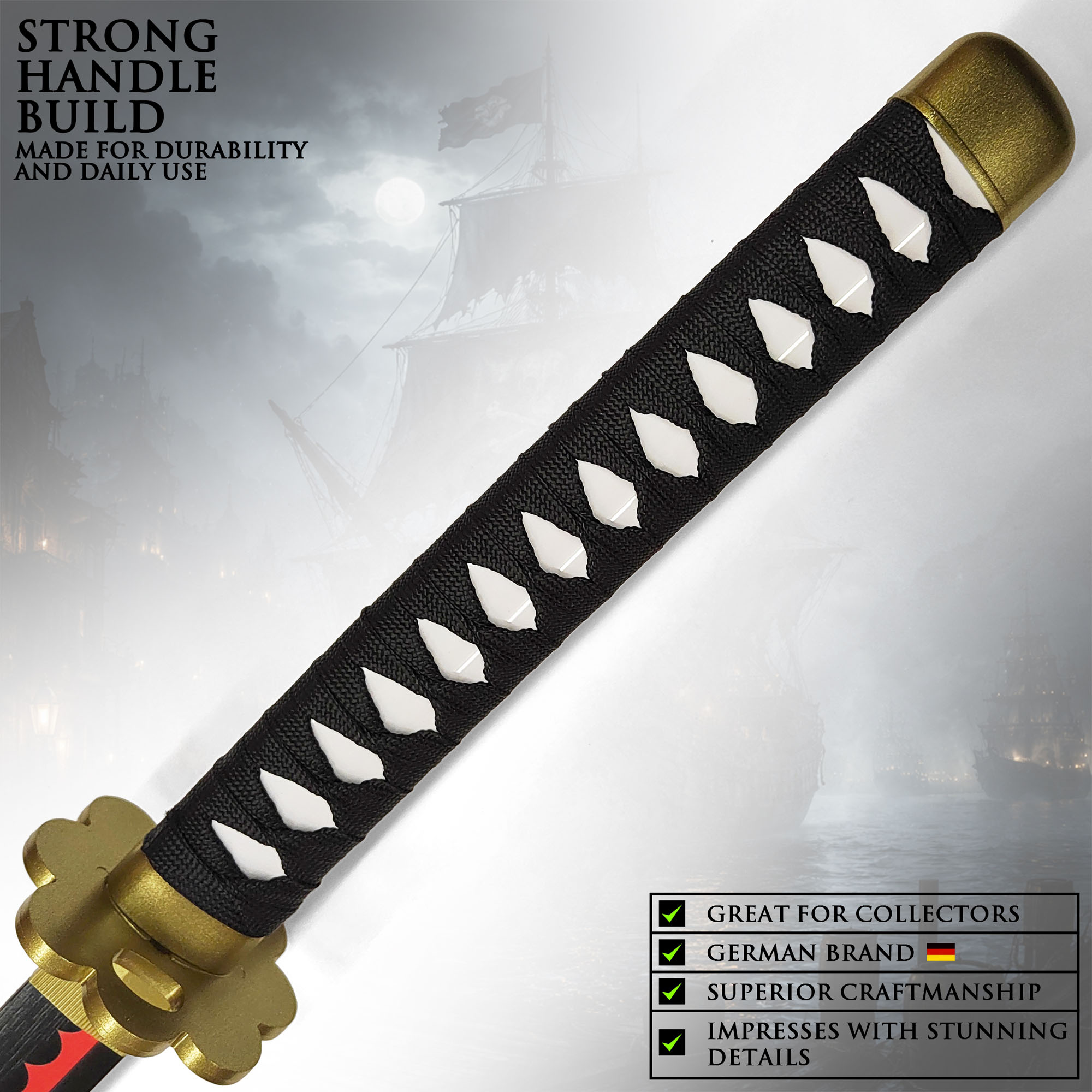 One Piece - Zoro's Shuusui Wooden Katana with Sheath and Stand