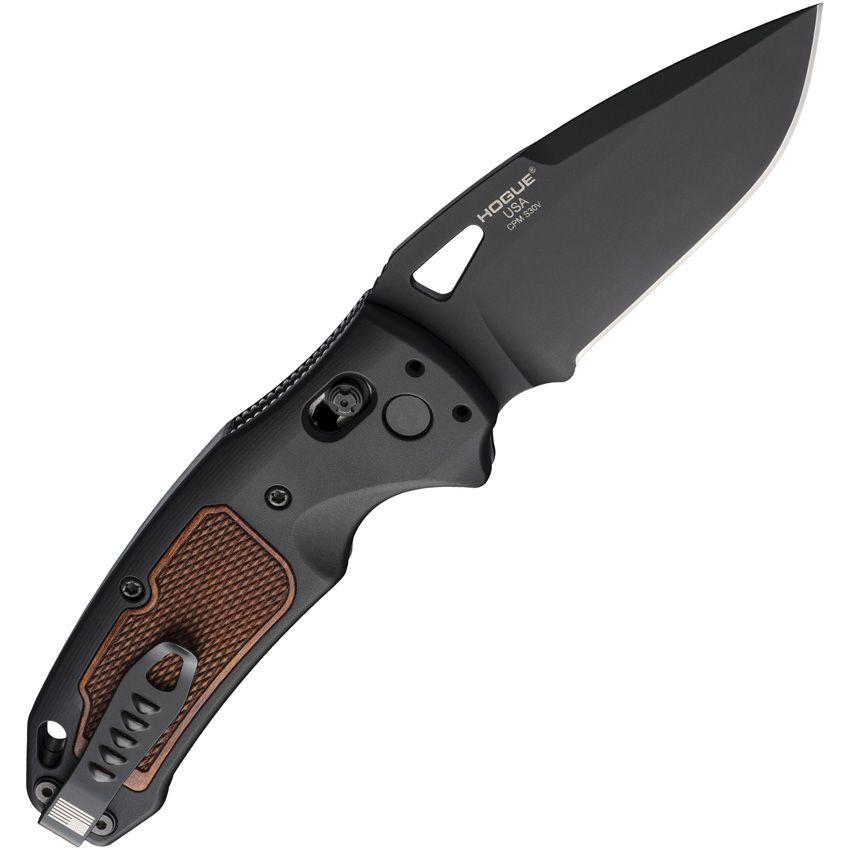 K320 AXG Classic ABL, Drop Point Blade, Black Aluminum Handle with Heritage Walnut Wood Inserts