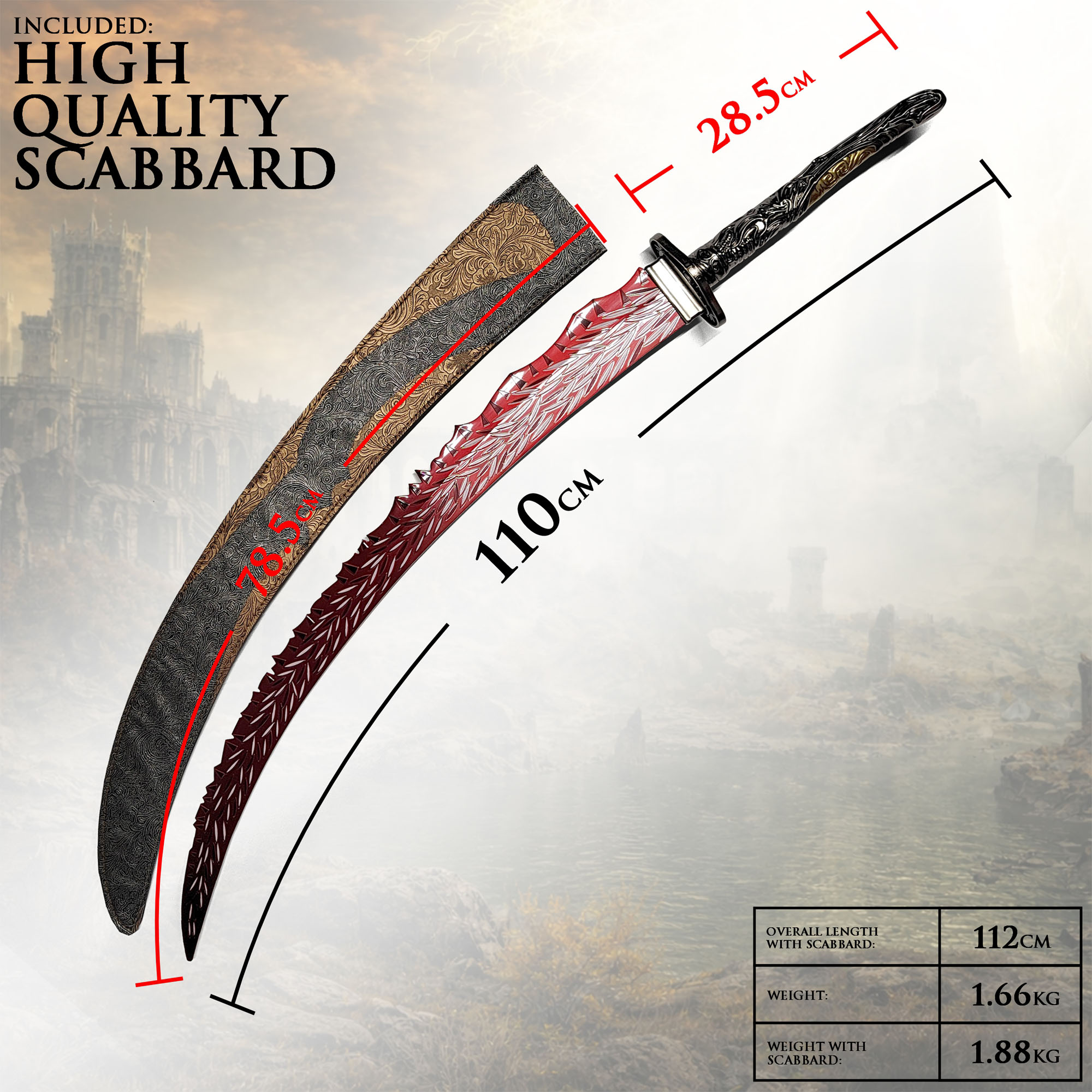 Elden Ring: Drachenjäger-Großkatana – mit Ständer und Scheide