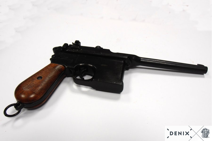 Mauser (Pistole) schwarz C 96 mit lackiertem Holzgriff