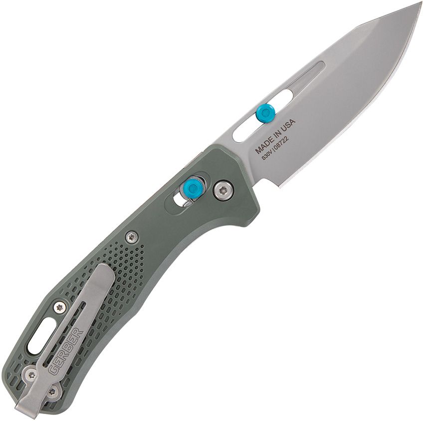 Assert Crossbar Knife, S30V Bead Blast Clip Point Blade Blade, Green