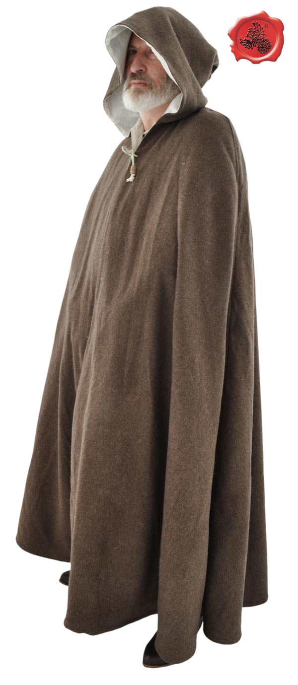 Medieval Wollen Cloak, Natural Brown
