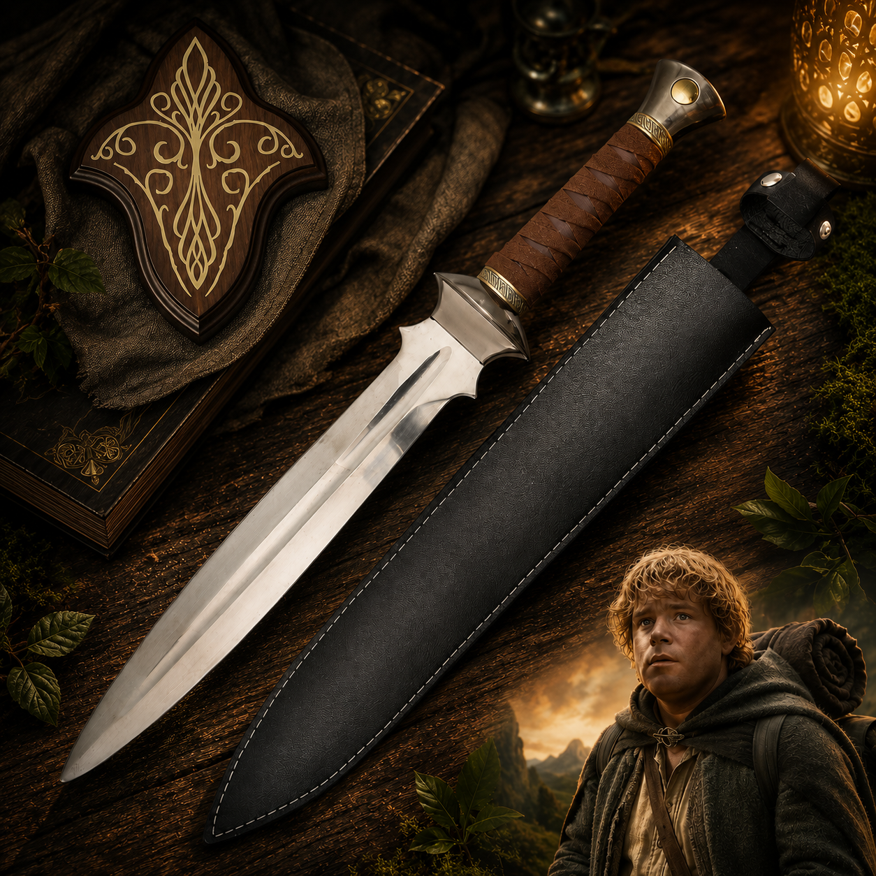 Der Herr der Ringe: Samweis Gamdschies Dolch – 60cm Stahl-Replika inkl. Scheide & Wandhalter