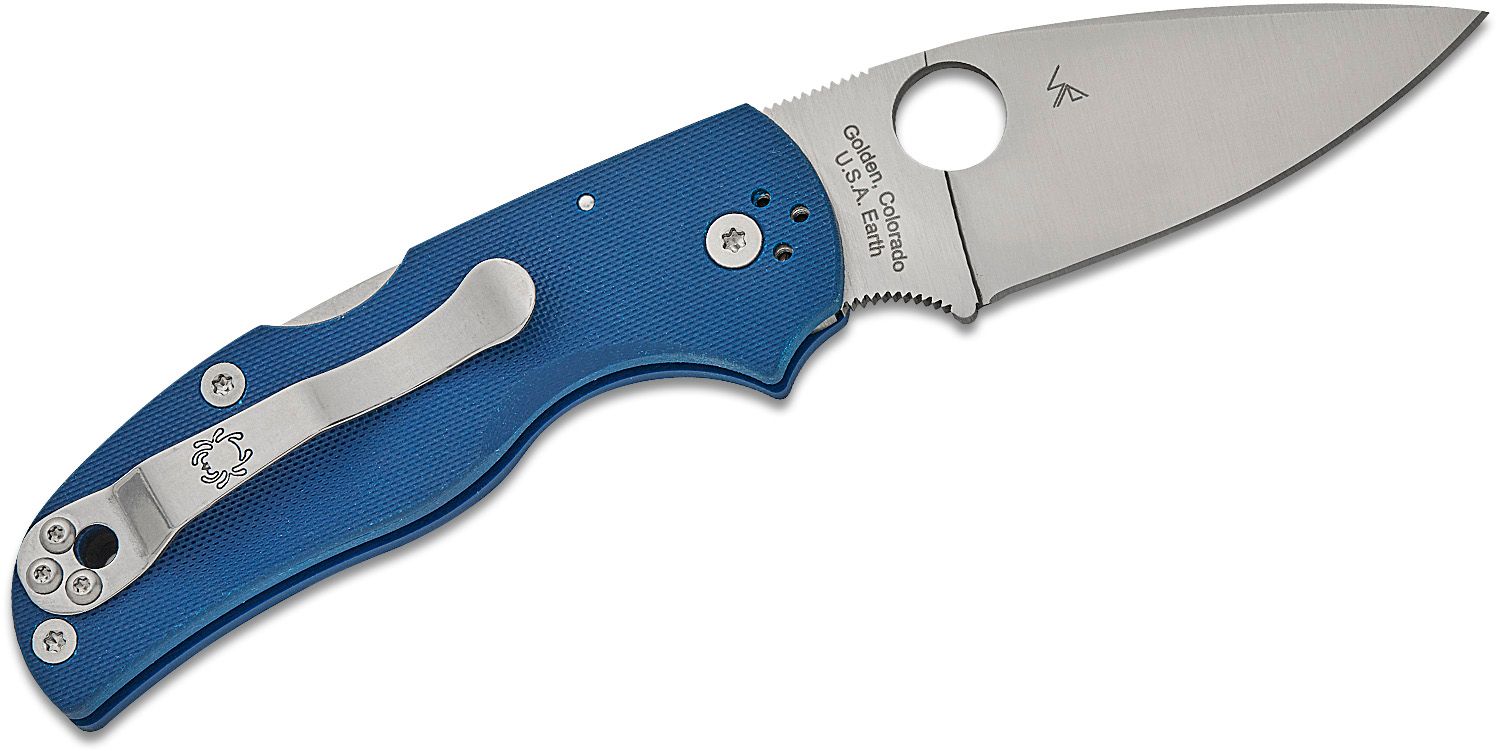 Native 5, CPM-SPY27 Satin Plain Blade, Cobalt Blue G10 Handle