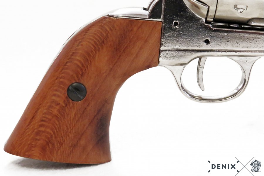 45er Colt Peacemaker nickel plated with wooden handle