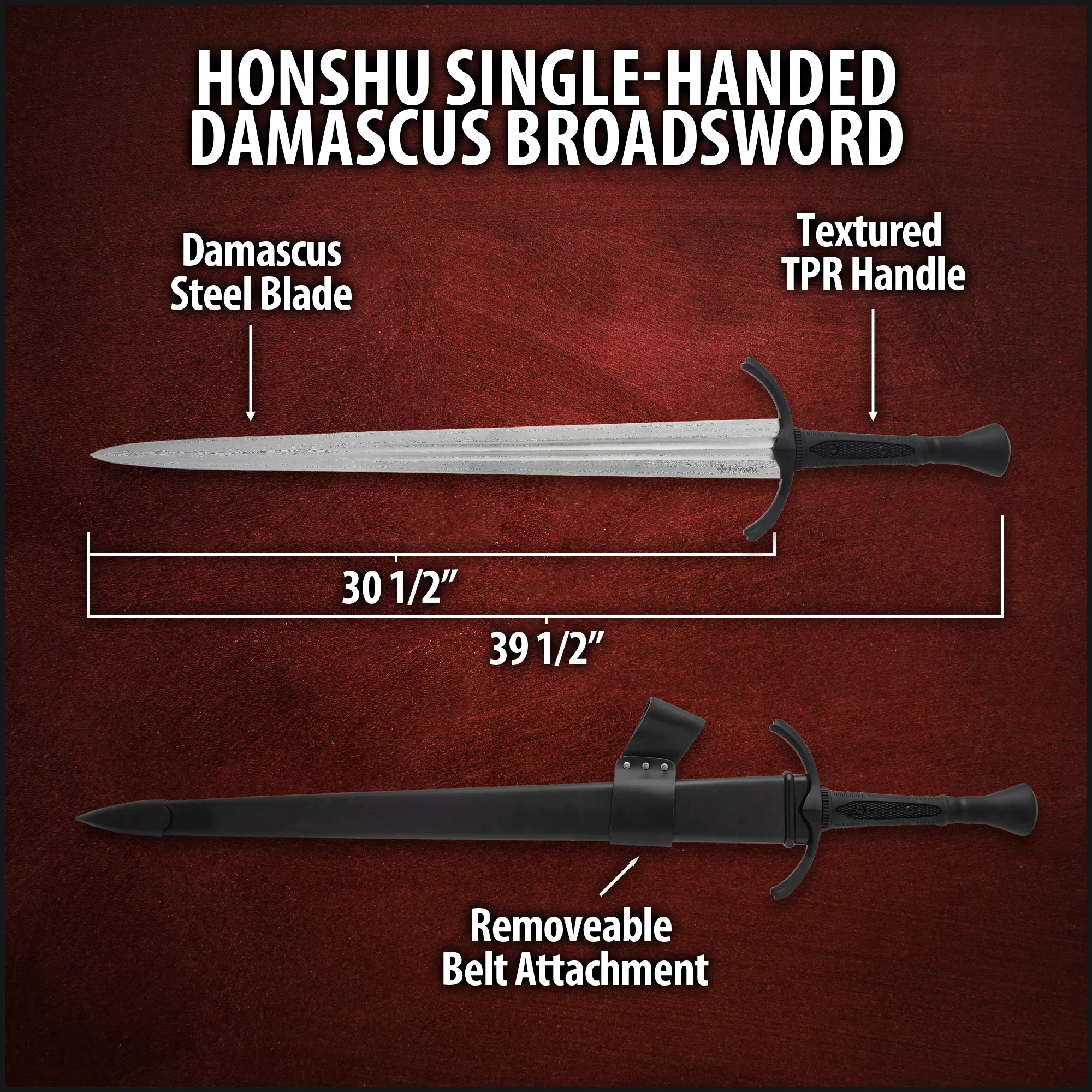 Honshu Einhand-Breitschwert aus Damaszenerstahl