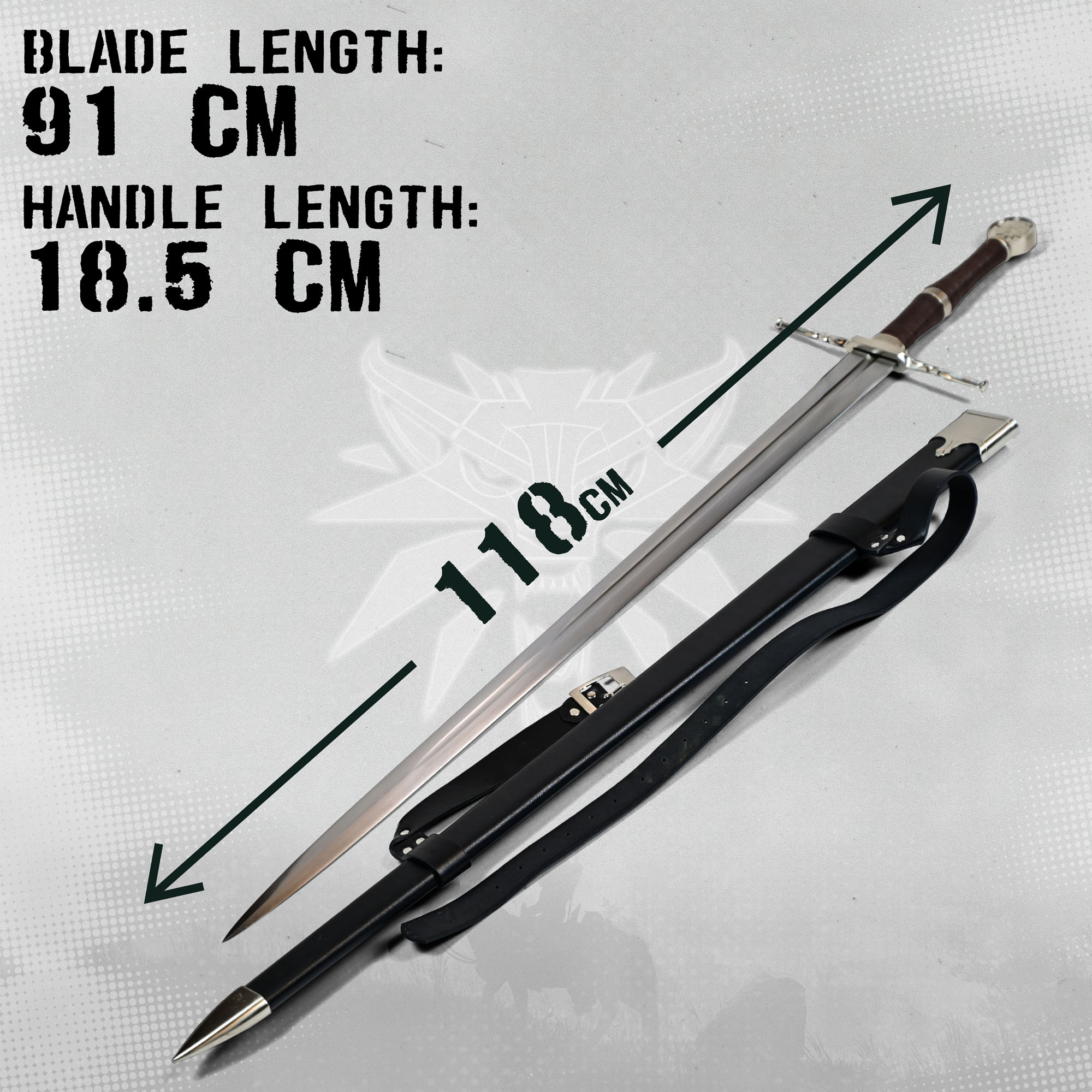 Witcher - Stahl Schwert mit Scheide, handgeschmiedet