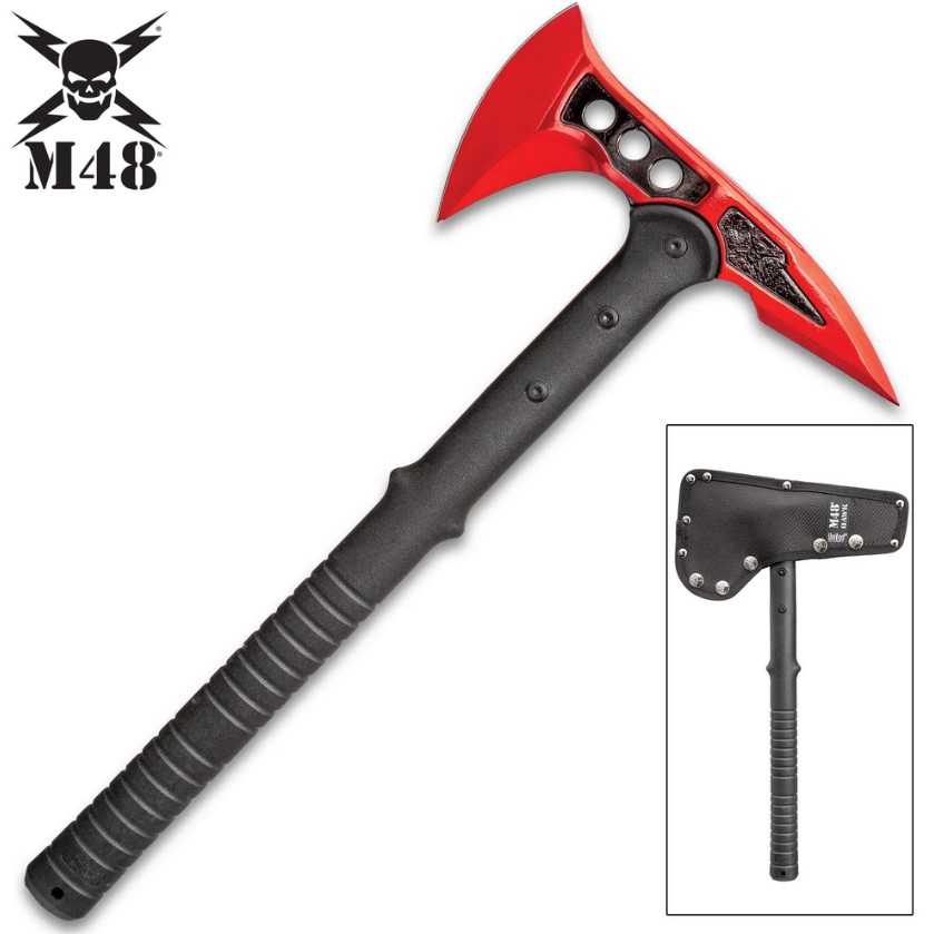 M48 Tactical Tomahawk Axe With Sheath, Red