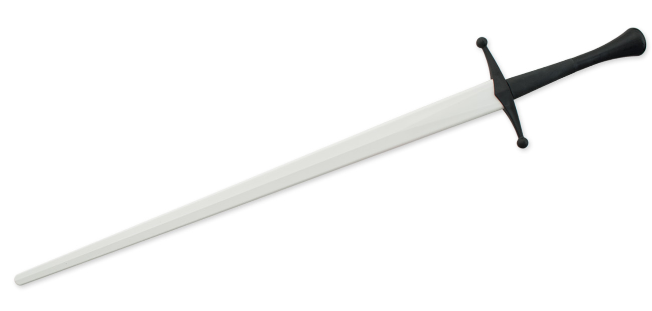 Synthetic Bastard Sparring Sword - White Blade w/ Black Hilt