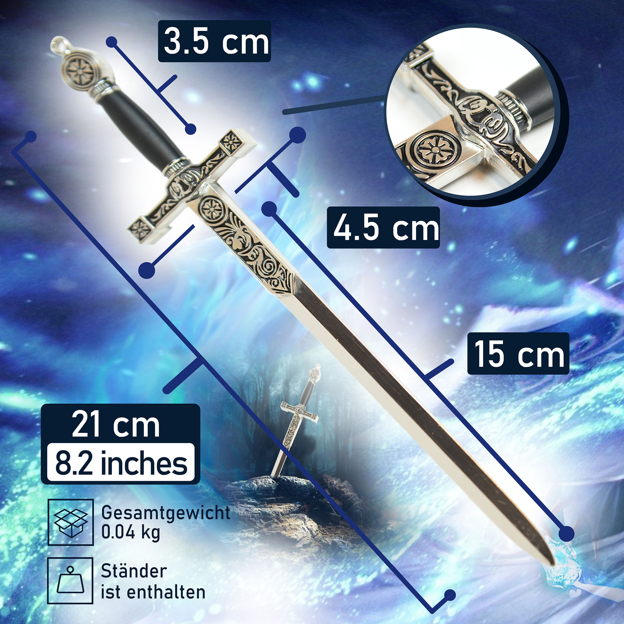 Excalibur Brieföffner mit Ständer