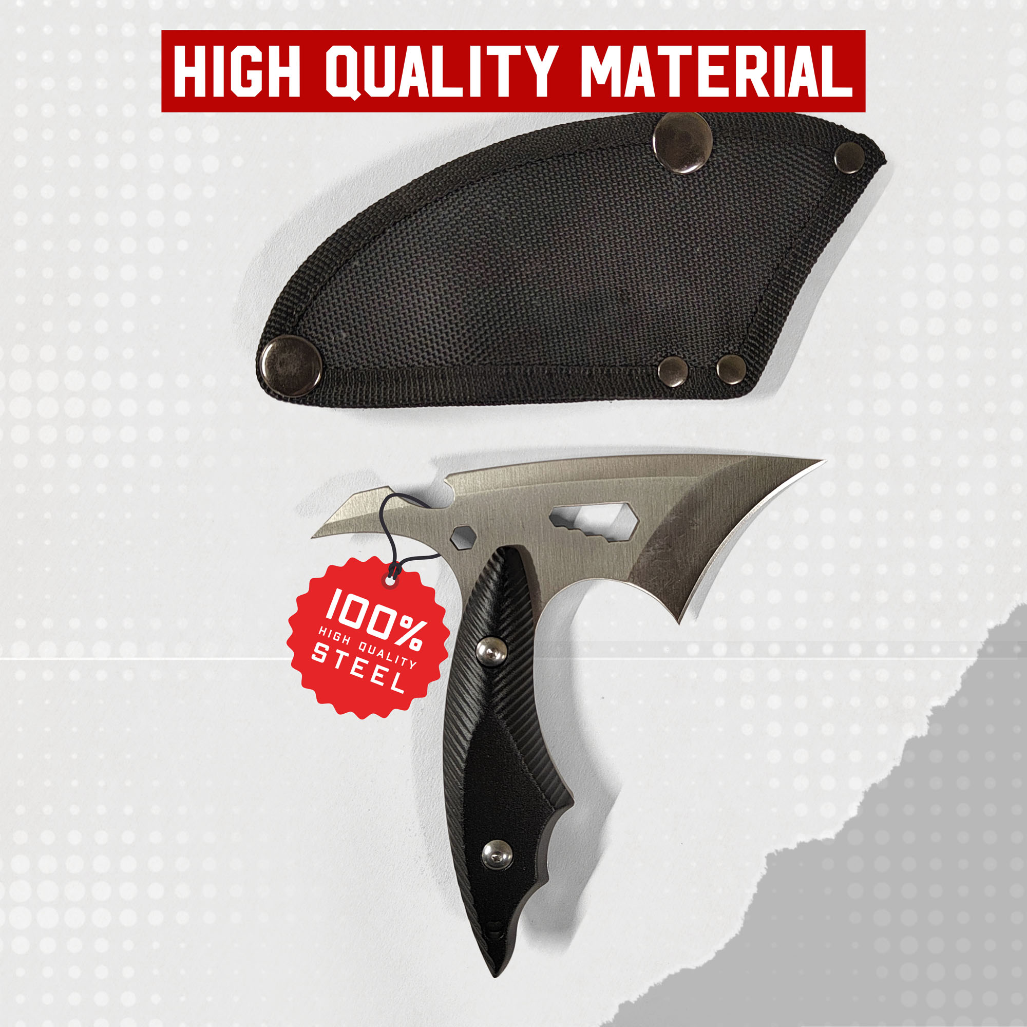 Camping Axe with Sheath, Silver Blade