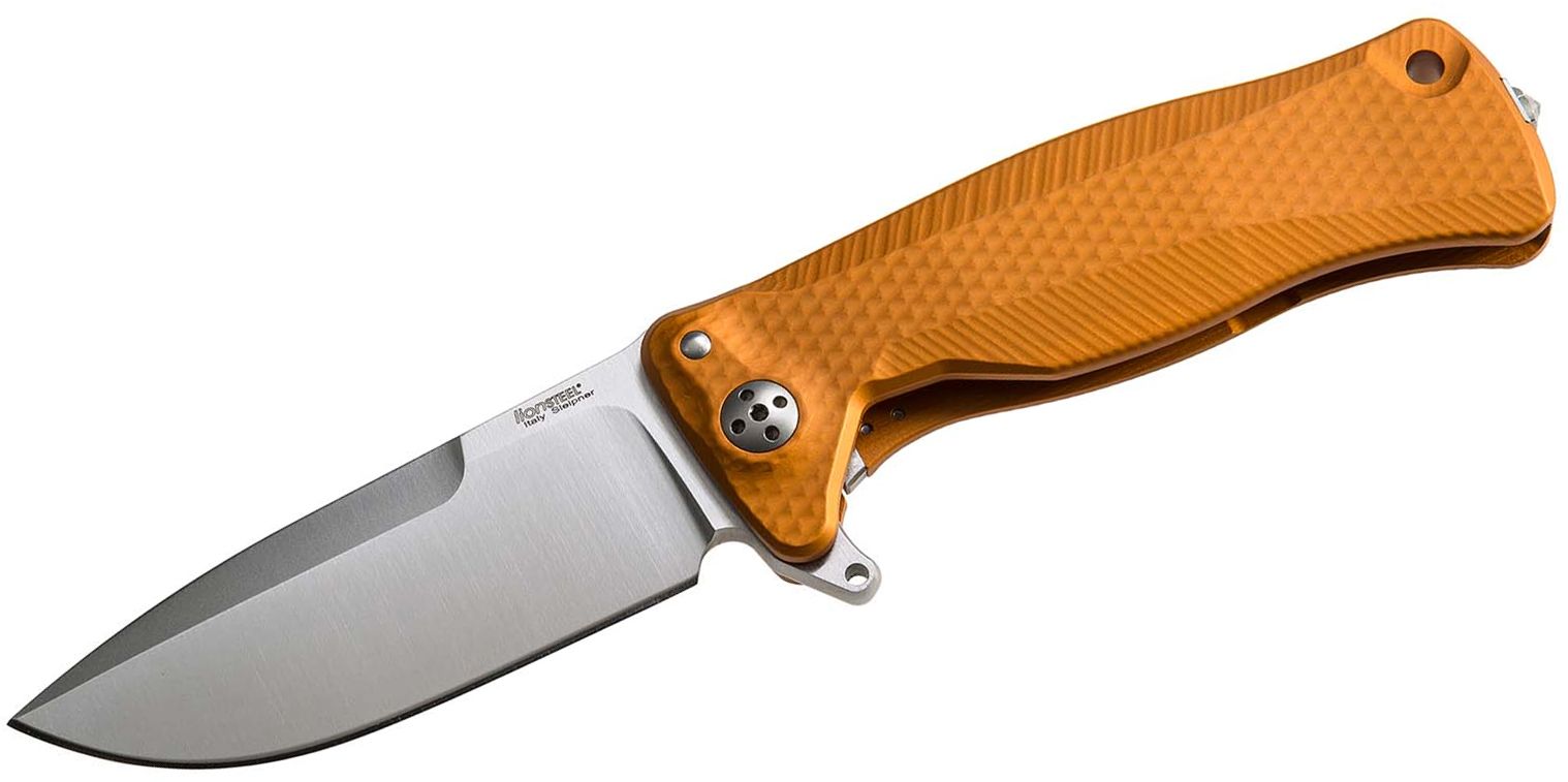SR-11, Sleipner Drop Point Blade, Orange Aluminum Handle
