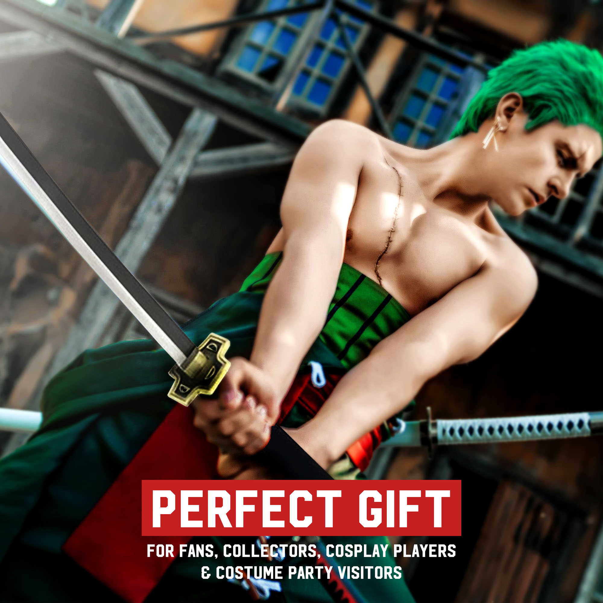 One Piece Roronoa Zoro Yubashiri Anime Schwert, schwarz