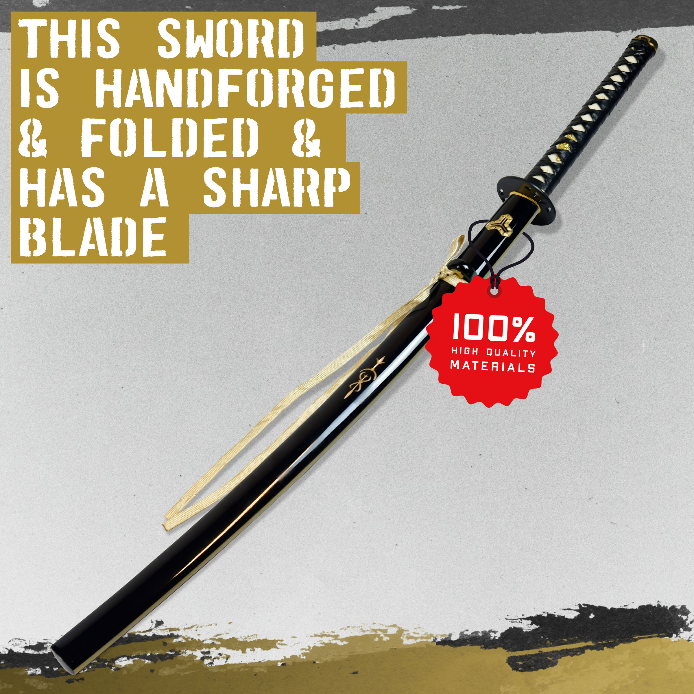 "Töte Bill" - Hattori Hanzo Schwert - handgeschmiedet & gefaltet, Set - Blutdamast Edition "Töte Bill" - Hattori Hanzo Schwert - handgeschmiedet & gefaltet, Set - Blutdamast Edition