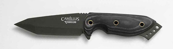 19.7 cm Ti Fixed Blade, Black Micarta Handle, Black, Plain Blade