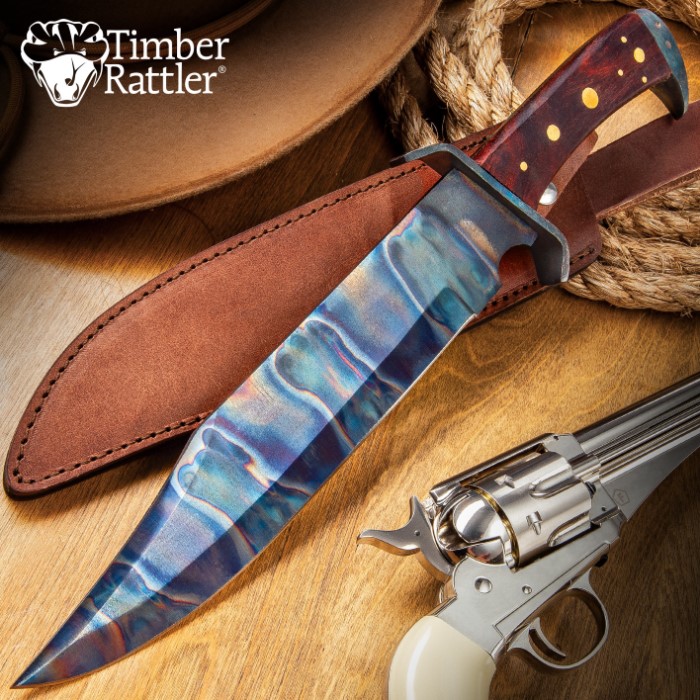 Timber Rattler Gunslinger Bowie Knife With Sheath 