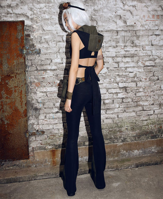 Steampunk Bag with Belt, green