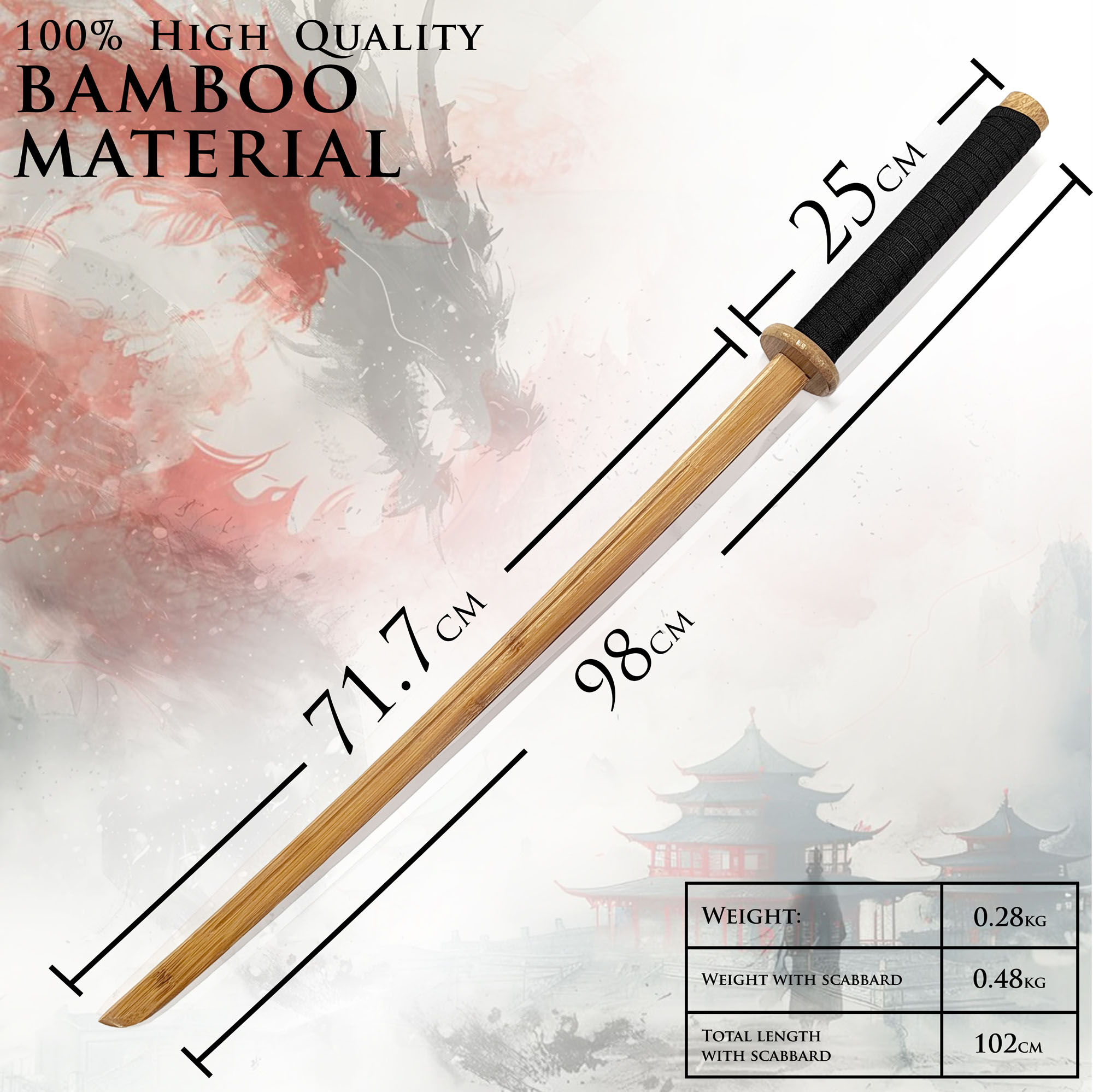 Katana Bokken mit Scheide - Holzversion